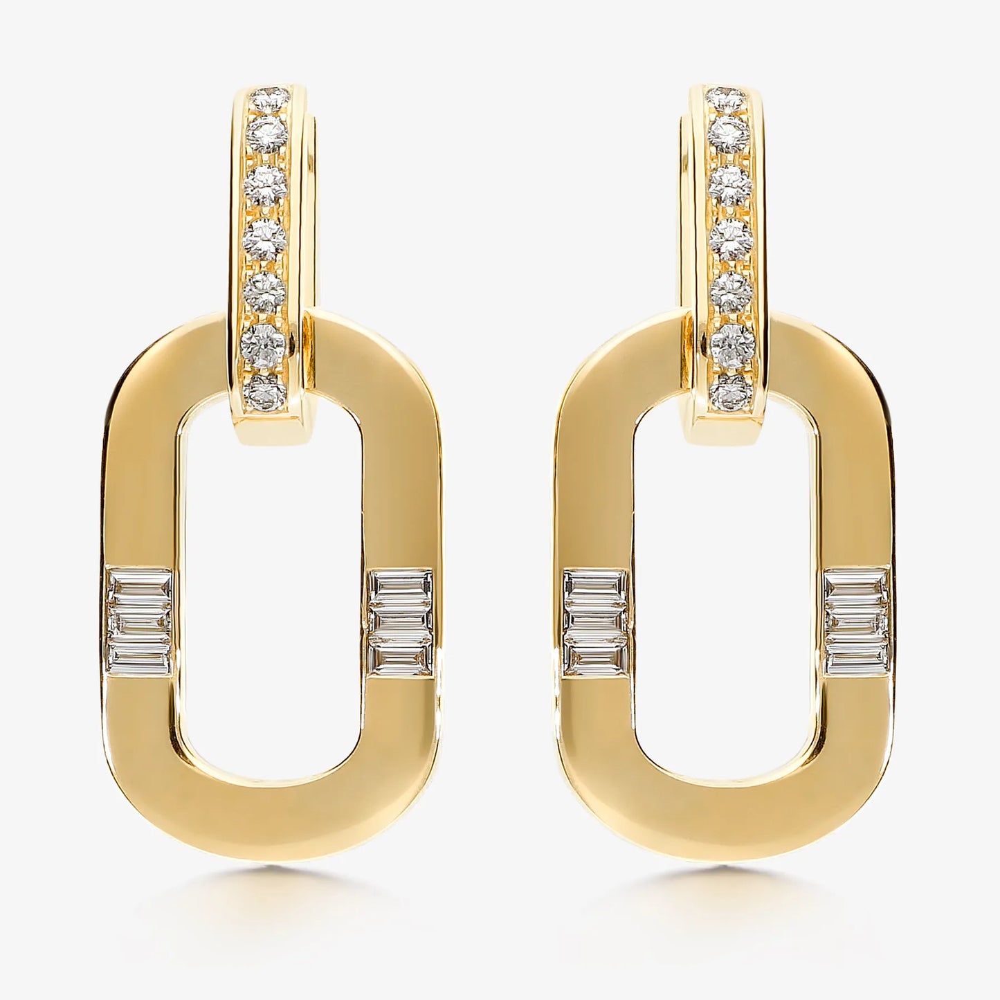 LEO PIZZO - ORECCHINI LOTO ORO E DIAMANTI TAGLIO BAGUETTE