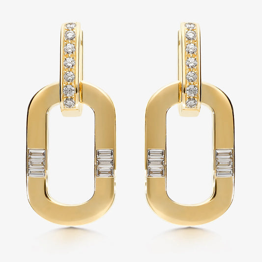 LEO PIZZO - ORECCHINI LOTO ORO E DIAMANTI TAGLIO BAGUETTE