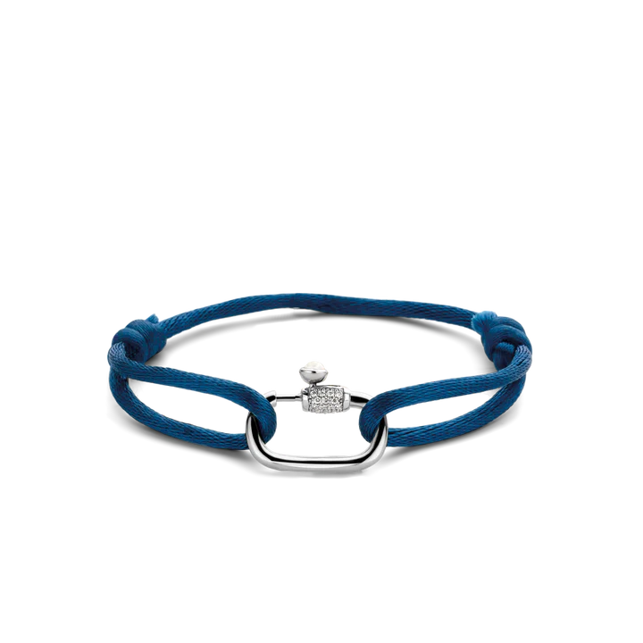 TI SENTO - BRACCIALE IN SETA CON MOSCHETTONE CON ZIRCONI BIANCHI