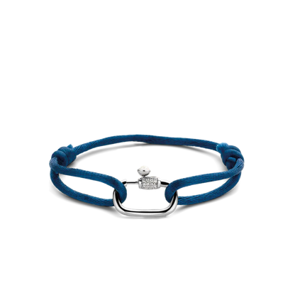 TI SENTO - BRACCIALE IN SETA CON MOSCHETTONE CON ZIRCONI BIANCHI