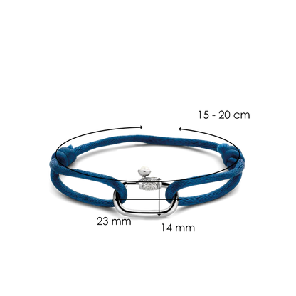 TI SENTO - BRACCIALE IN SETA CON MOSCHETTONE CON ZIRCONI BIANCHI