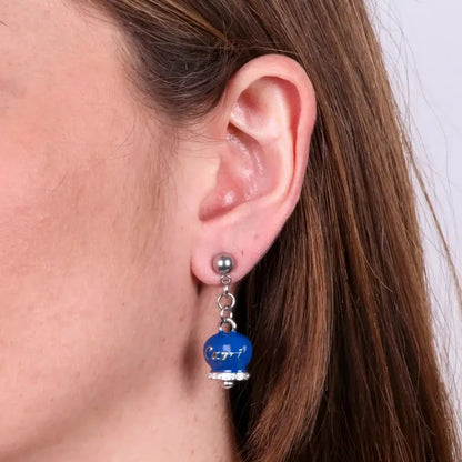 AMO CAPRI - ORECCHINI CON CAMPANELLE PENDENTI BLU E CRISTALLI