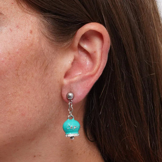 AMO CAPRI - ORECCHINI CON CAMPANELLE CAPRI PENDENTI SMALTO TIFFANY E CRISTALLI
