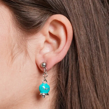 AMO CAPRI - ORECCHINI CON CAMPANELLE PENDENTI MINI SMALTO TIFFANY E SCRITTA CAPRI