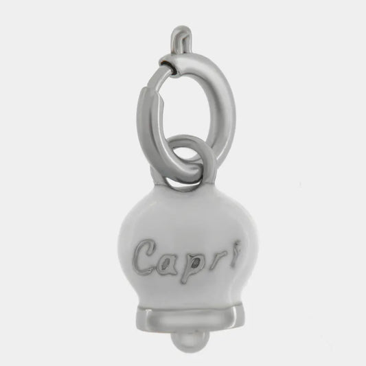 AMO CAPRI - CHARM CAMPANELLA SMALTO BIANCO SCRITTA CAPRI