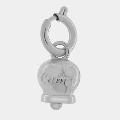 AMO CAPRI - CHARM CAMPANELLA IN ACCIAIO SCRITTA CAPRI