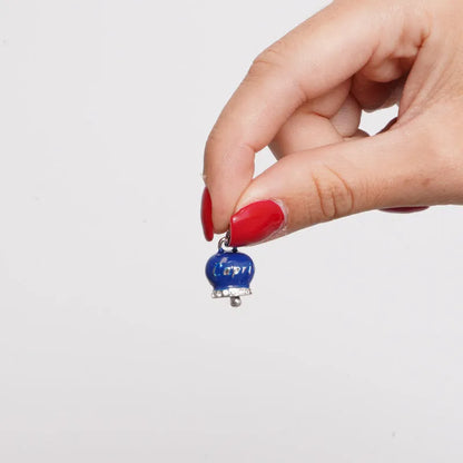 AMO CAPRI - CHARM CAMPANELLA RODIO SMALTO BLU SCRITTA CAPRI