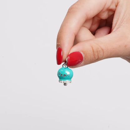 AMO CAPRI - CHARM CAMPANELLA RODIO SMALTO TIFFANY SCRITTA CAPRI