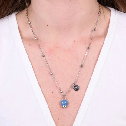 AMO CAPRI - STEEL NECKLACE AVIATION BLUE BELL WITH CAPRI WRITING