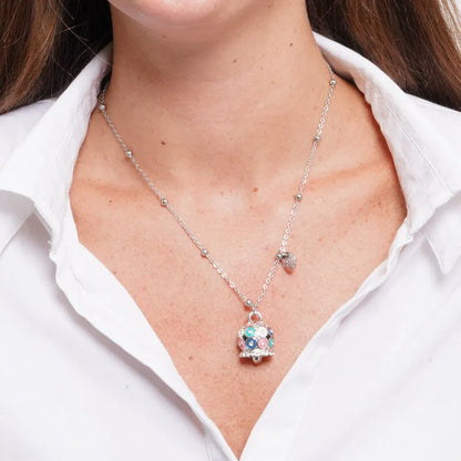 AMO CAPRI - COLLANA IN ACCIAIO CAMPANELLA MULTICOLOR E CRISTALLI