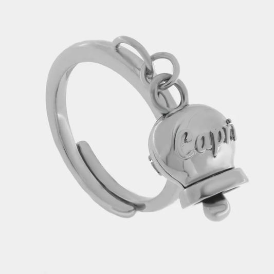AMO CAPRI - ANELLO ACCIAIO CON CAMPANELLA SCRITTA CAPRI