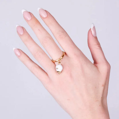 AMO CAPRI - GOLD-PLATED STEEL RING WITH WHITE ENAMEL MINI BELL AND CAPRI WRITING