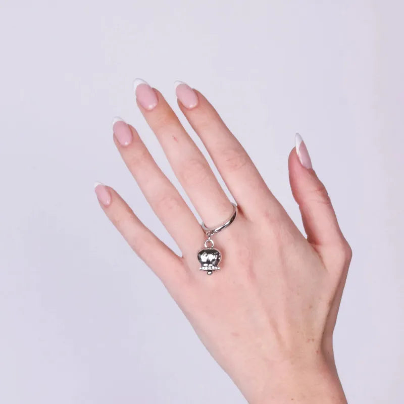AMO CAPRI - ANELLO ACCIAIO CON CAMPANELLA RODIO CRISTALLI