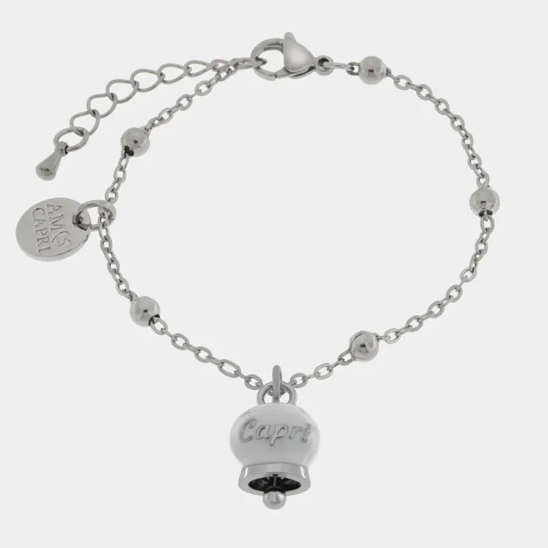 AMO CAPRI - STAINLESS STEEL BRACELET MINI WHITE CAPRI BELL