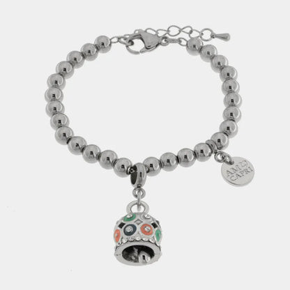 AMO CAPRI - BRACCIALE IN ACCIAIO CON CAMPANELLA POIS MULTICOLOR