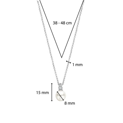 TI SENTO - COLLANA PENDENTE PERLA ARGENTO E ZIRCONI