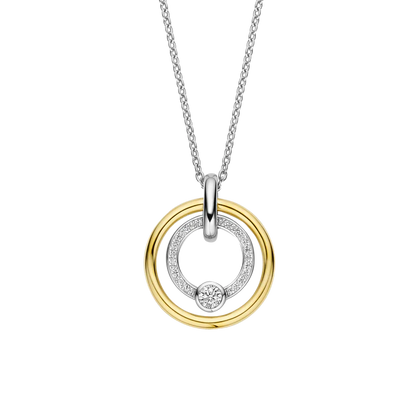 TI SENTO - COLLANA PENDENTE ARGENTO DORATO A CERCHI CON ZIRCONI