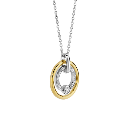 TI SENTO - COLLANA PENDENTE ARGENTO DORATO A CERCHI CON ZIRCONI