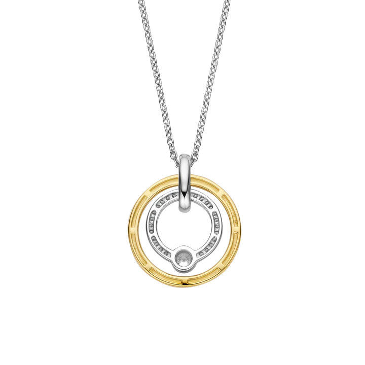 TI SENTO - COLLANA PENDENTE ARGENTO DORATO A CERCHI CON ZIRCONI
