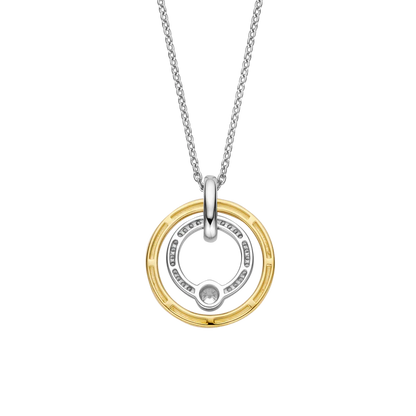 TI SENTO - COLLANA PENDENTE ARGENTO DORATO A CERCHI CON ZIRCONI