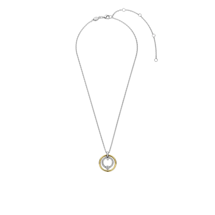 TI SENTO - COLLANA PENDENTE ARGENTO DORATO A CERCHI CON ZIRCONI