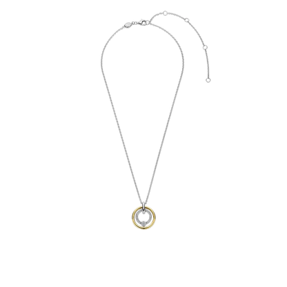 TI SENTO - COLLANA PENDENTE ARGENTO DORATO A CERCHI CON ZIRCONI