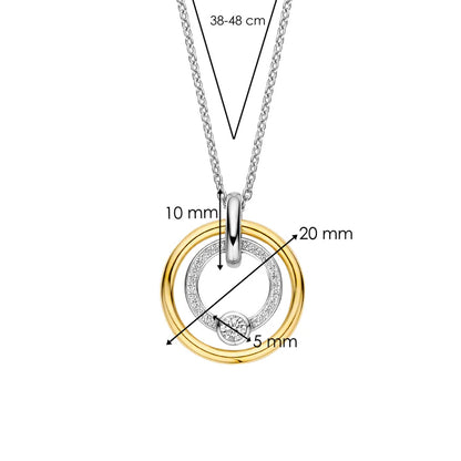 TI SENTO - COLLANA PENDENTE ARGENTO DORATO A CERCHI CON ZIRCONI