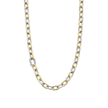 TI SENTO - COLLANA CATENA ARGENTO DORATO E ZIRCONI