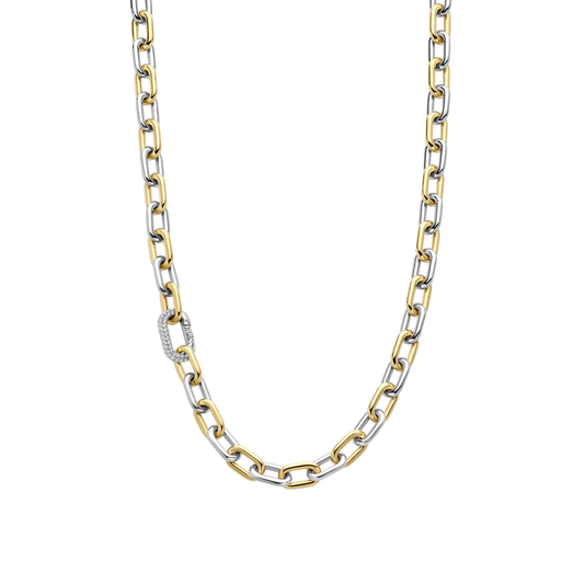 TI SENTO - COLLANA CATENA ARGENTO DORATO E ZIRCONI