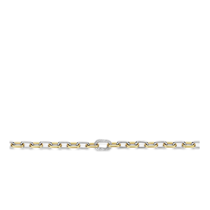 TI SENTO - COLLANA CATENA ARGENTO DORATO E ZIRCONI