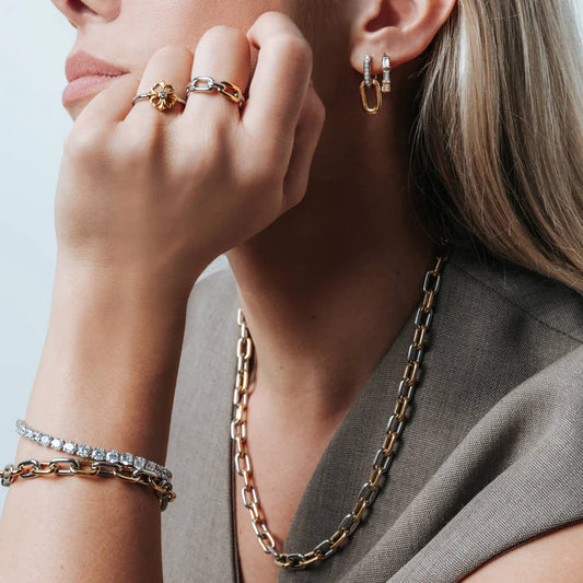 TI SENTO - COLLANA CATENA ARGENTO DORATO E ZIRCONI