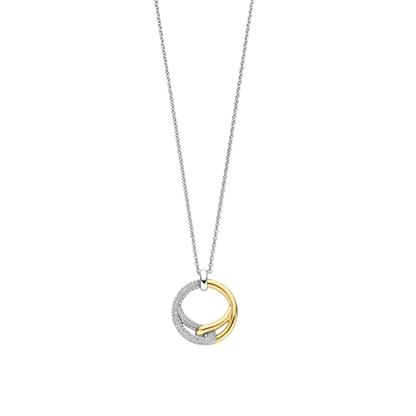 TI SENTO - COLLANA CON PENDENTE INTRECCIO ARGENTO DORATO E ZIRCONI BIANCHI