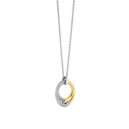 TI SENTO - COLLANA CON PENDENTE INTRECCIO ARGENTO DORATO E ZIRCONI BIANCHI