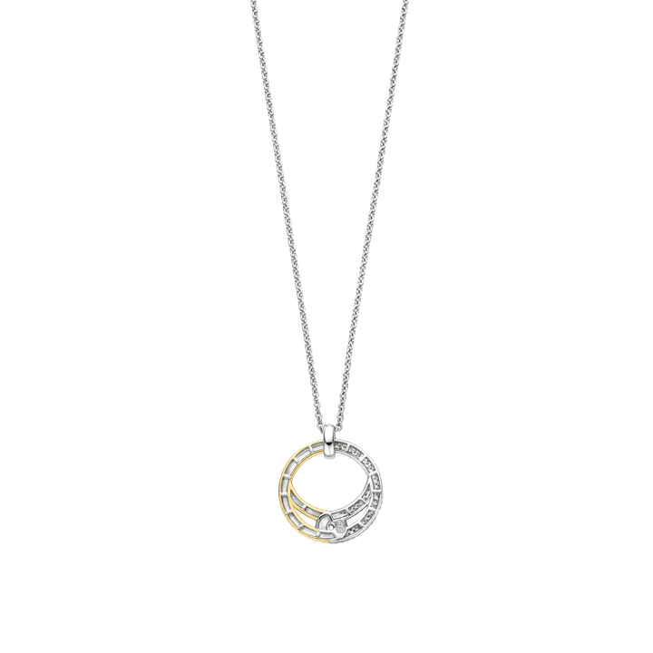 TI SENTO - COLLANA CON PENDENTE INTRECCIO ARGENTO DORATO E ZIRCONI BIANCHI