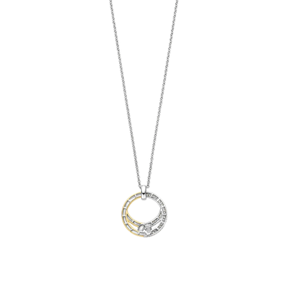 TI SENTO - COLLANA CON PENDENTE INTRECCIO ARGENTO DORATO E ZIRCONI BIANCHI