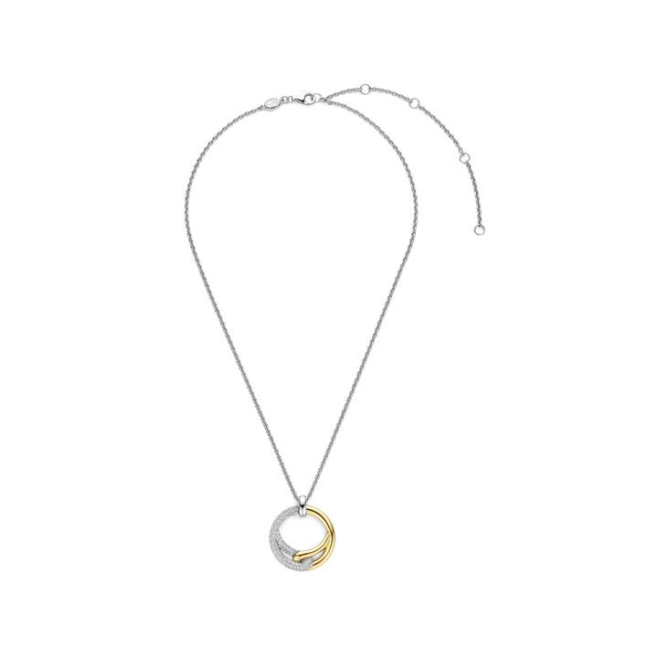 TI SENTO - COLLANA CON PENDENTE INTRECCIO ARGENTO DORATO E ZIRCONI BIANCHI
