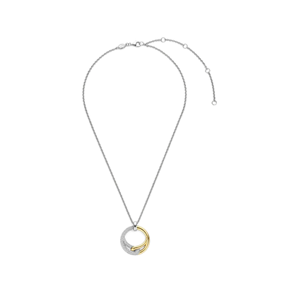 TI SENTO - COLLANA CON PENDENTE INTRECCIO ARGENTO DORATO E ZIRCONI BIANCHI