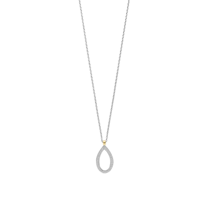 TI SENTO - COLLANA ARGENTO CON PENDENTE GOCCIA PAVE' DI ZIRCONI