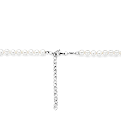 TI SENTO - COLLANA GIROCOLLO PERLE E CENTRALE IN ARGENTO DORATO E ZIRCONI