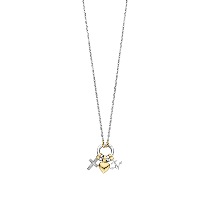 TI SENTO - COLLANA CHARMS CROCE CUORE ANCORA