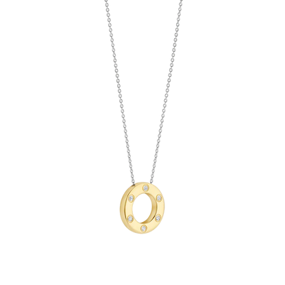 TI SENTO - COLLANA ARGENTO DORATO PENDENTE CERCHIO CON ZIRCONI INCASTONATI