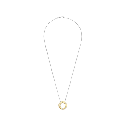 TI SENTO - COLLANA ARGENTO DORATO PENDENTE CERCHIO CON ZIRCONI INCASTONATI