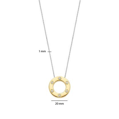 TI SENTO - COLLANA ARGENTO DORATO PENDENTE CERCHIO CON ZIRCONI INCASTONATI