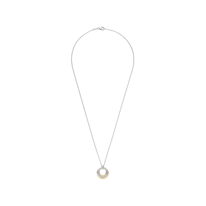 TI SENTO - COLLANA CON PENDENTE CIRCOLARE ARGENTO DORATO E ZIRCONI BIANCHI