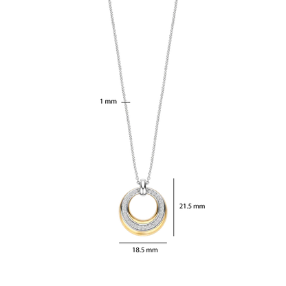 TI SENTO - COLLANA CON PENDENTE CIRCOLARE ARGENTO DORATO E ZIRCONI BIANCHI
