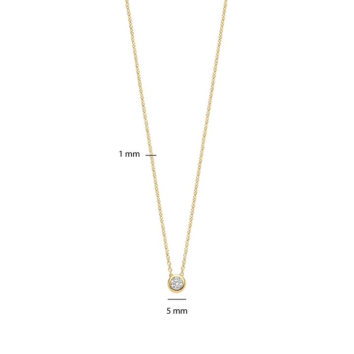 TI SENTO - COLLANA ARGENTO DORATO CON PUNTO LUCE ZIRCONE