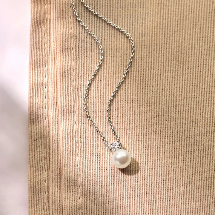 TI SENTO - COLLANA ARGENTO PENDENTE PERLA E ZIRCONE CENTRALE