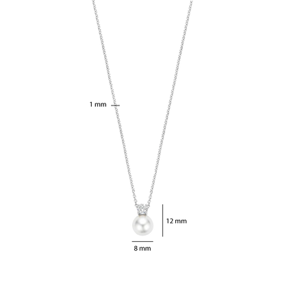 TI SENTO - COLLANA ARGENTO PENDENTE PERLA E ZIRCONE CENTRALE
