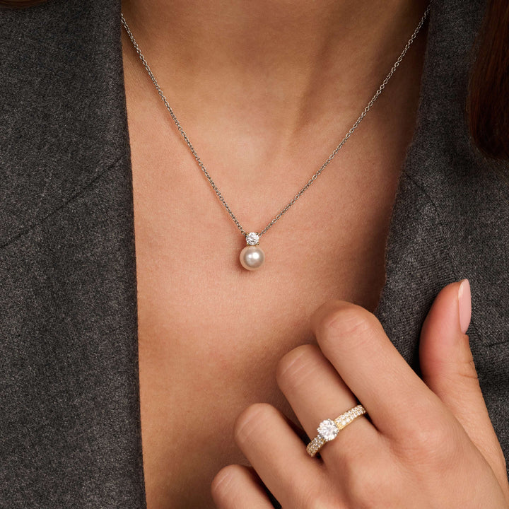 TI SENTO - COLLANA ARGENTO DORATO PENDENTE PERLA E ZIRCONE CENTRALE (Copia)