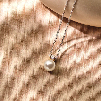 TI SENTO - COLLANA ARGENTO DORATO PENDENTE PERLA E ZIRCONE CENTRALE (Copia)